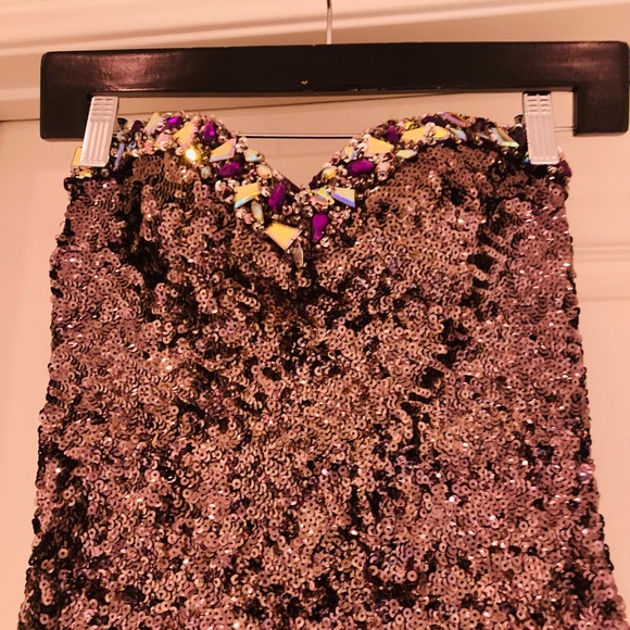 Purple sequin long evening gown - Picture 1 of 11